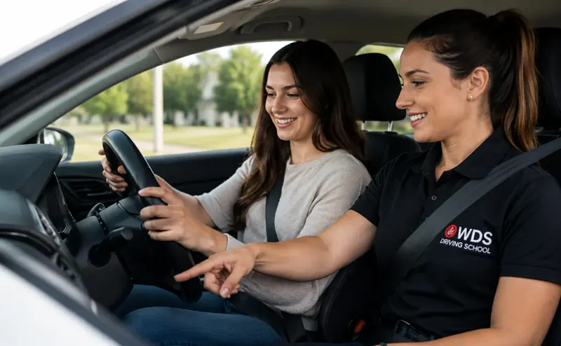 WDS instructor coaching a student in the driver’s seat